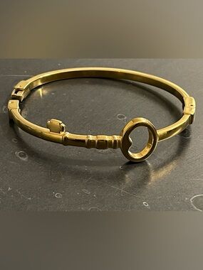 Fossil Gold-Tone Slim Bracelet with Logo Accent
